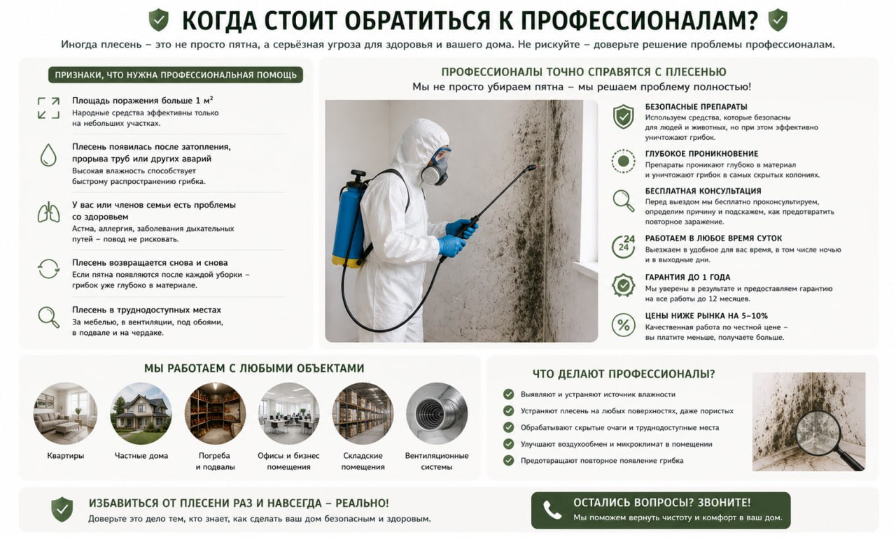 Когда стоит обратиться к профессионалам для удаления плесени
